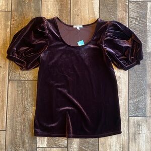 Maurices Velvet Puff Sleeve Blouse - Rich Purple 🆕